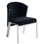 Set of Two Black And Silver Velvet And Steel Dining Side Chairs