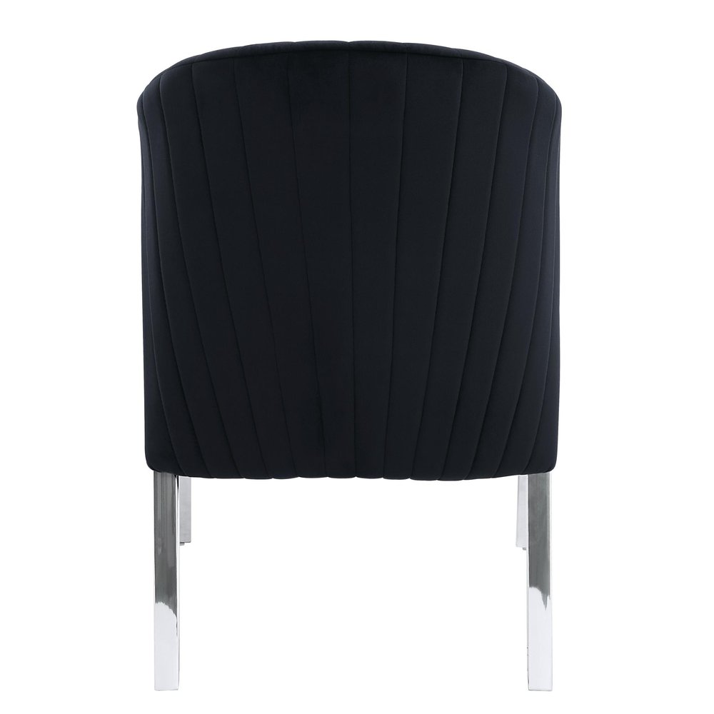 Set of Two Black And Silver Velvet And Steel Dining Side Chairs