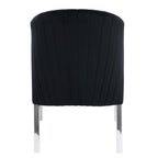 Set of Two Black And Silver Velvet And Steel Dining Side Chairs
