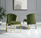 Set of Two Black And Silver Velvet And Steel Dining Side Chairs
