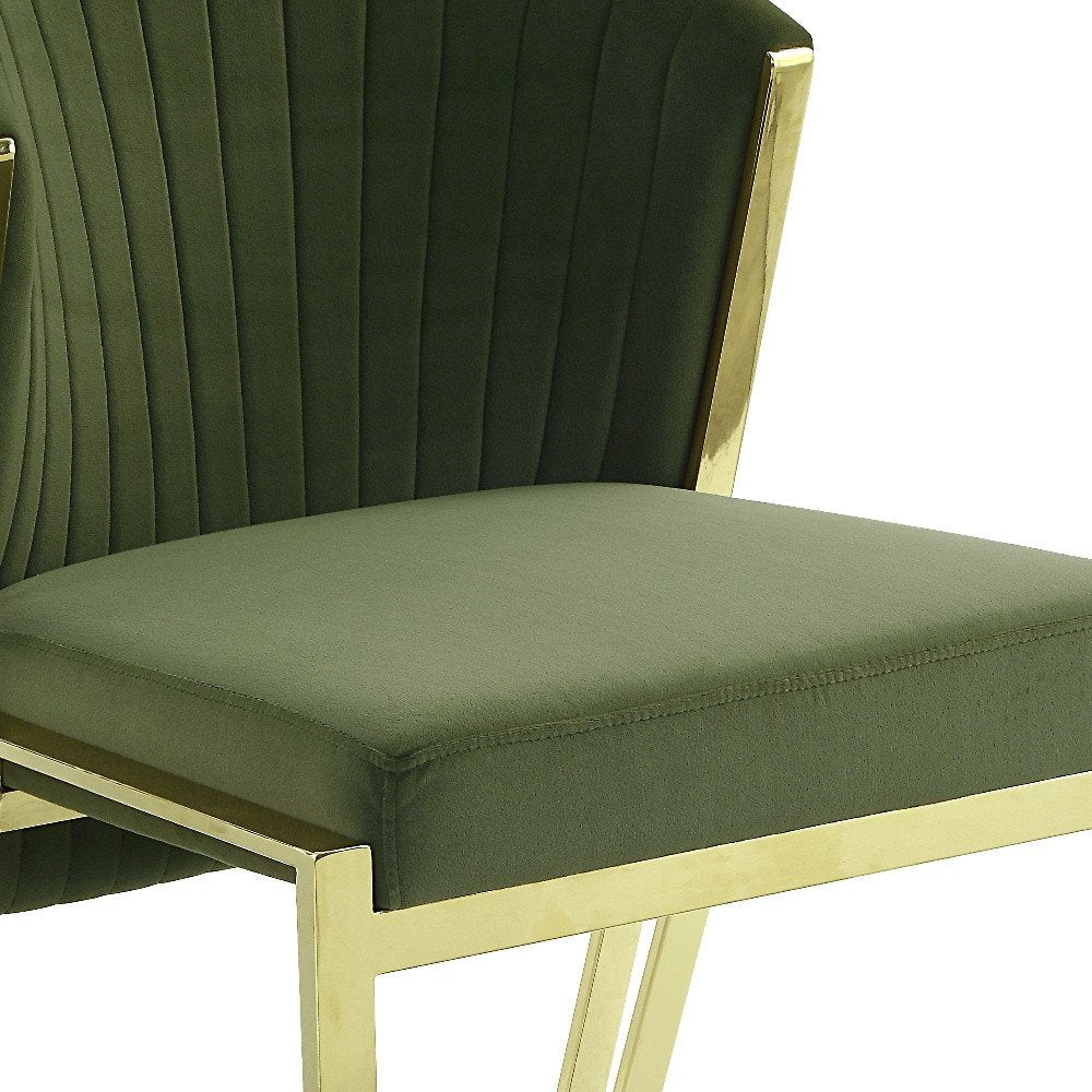Set of Two Black And Silver Velvet And Steel Dining Side Chairs