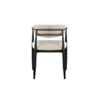 Set of Two Beige And Black Upholstered Fabric Open Back Dining Arm Chairs