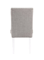Set of Two Gray And White Linen And Solid Wood Dining Side Chairs