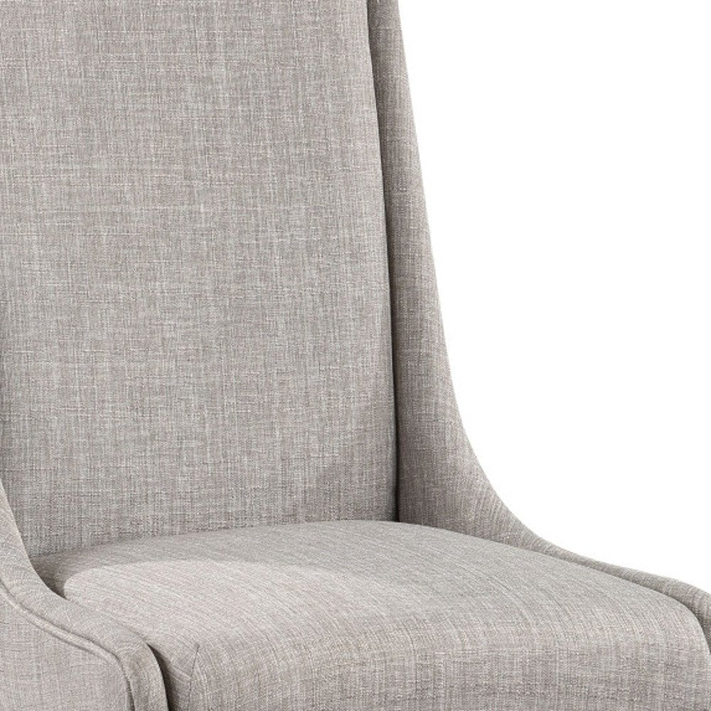 Set of Two Gray And White Linen And Solid Wood Dining Side Chairs