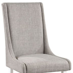 Set of Two Gray And White Linen And Solid Wood Dining Side Chairs