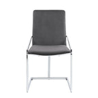 Set of Two Gray and Silver Upholstered Velvet And Metal Dining Side Chairs