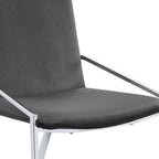 Set of Two Gray and Silver Upholstered Velvet And Metal Dining Side Chairs