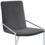 Set of Two Gray and Silver Upholstered Velvet And Metal Dining Side Chairs