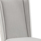 Set of Two Light Gray And White Linen And Solid Wood Dining Side Chairs