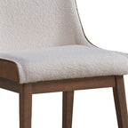 Set of Two White Brown And Walnut Boucle And Velvet And Solid Wood Dining Side Chairs