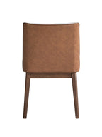 Set of Two White Brown And Walnut Boucle And Velvet And Solid Wood Dining Side Chairs