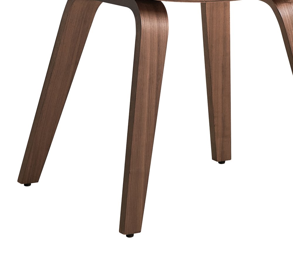 Set of Two Walnut And White Boucle And Solid Wood Curved Back Dining Side Chairs