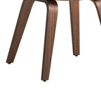 Set of Two Walnut And White Boucle And Solid Wood Curved Back Dining Side Chairs