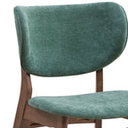 Set of Two Blue And Brown Fabric And Solid Wood Partially Open Back Dining Side Chairs