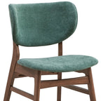 Set of Two Blue And Brown Fabric And Solid Wood Partially Open Back Dining Side Chairs
