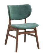 Set of Two Blue And Brown Fabric And Solid Wood Partially Open Back Dining Side Chairs