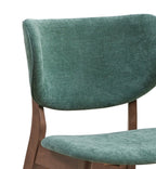 Set of Two Blue And Brown Fabric And Solid Wood Partially Open Back Dining Side Chairs