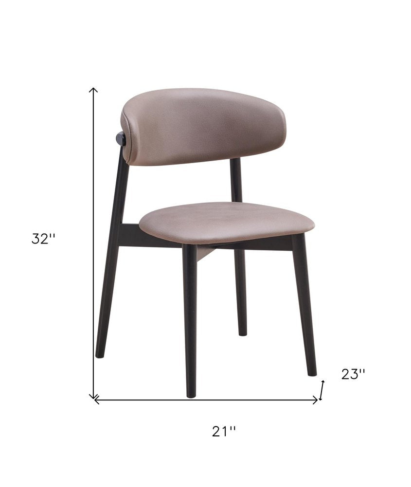 Set of Two Gray And Black Fabric And Solid Wood Open Back Dining Side Chairs