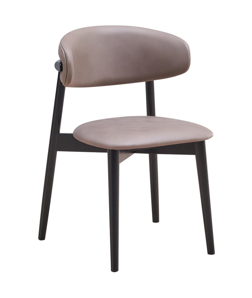 Set of Two Gray And Black Fabric And Solid Wood Open Back Dining Side Chairs