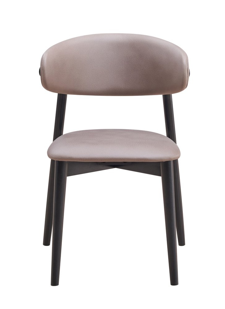 Set of Two Gray And Black Fabric And Solid Wood Open Back Dining Side Chairs
