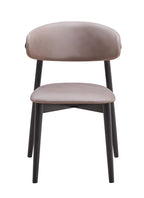 Set of Two Gray And Black Fabric And Solid Wood Open Back Dining Side Chairs