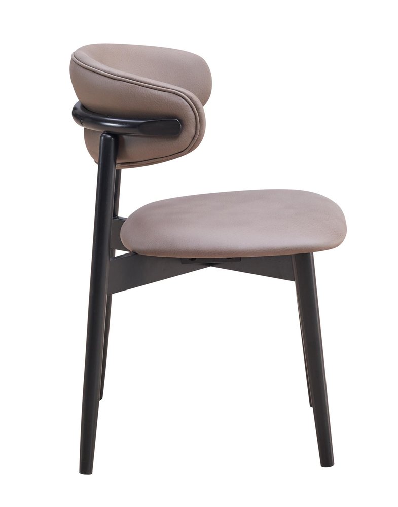 Set of Two Gray And Black Fabric And Solid Wood Open Back Dining Side Chairs
