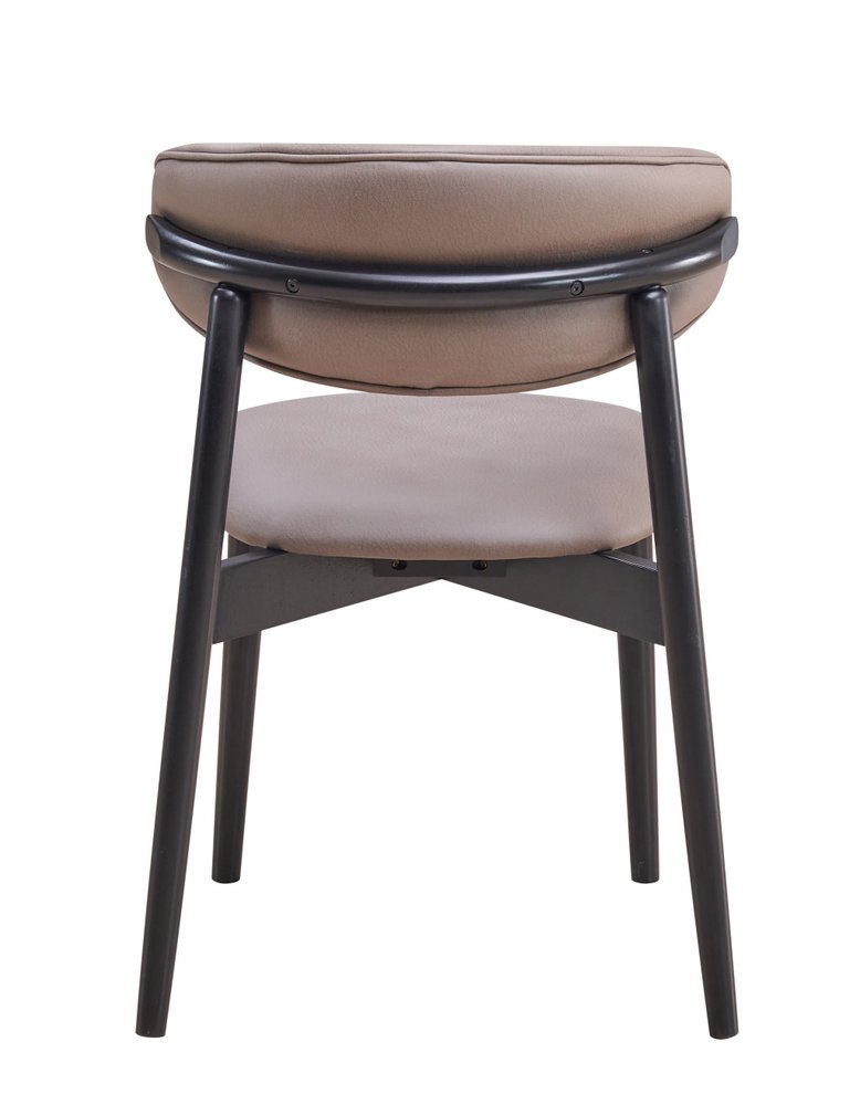 Set of Two Gray And Black Fabric And Solid Wood Open Back Dining Side Chairs