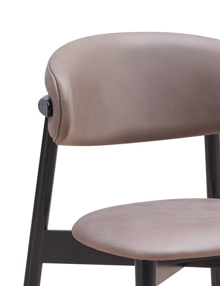 Set of Two Gray And Black Fabric And Solid Wood Open Back Dining Side Chairs