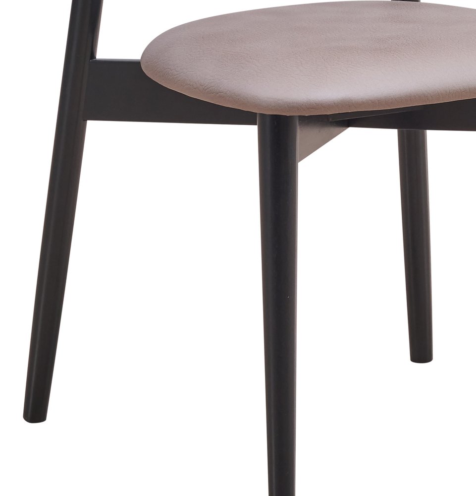 Set of Two Gray And Black Fabric And Solid Wood Open Back Dining Side Chairs