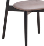 Set of Two Gray And Black Fabric And Solid Wood Open Back Dining Side Chairs