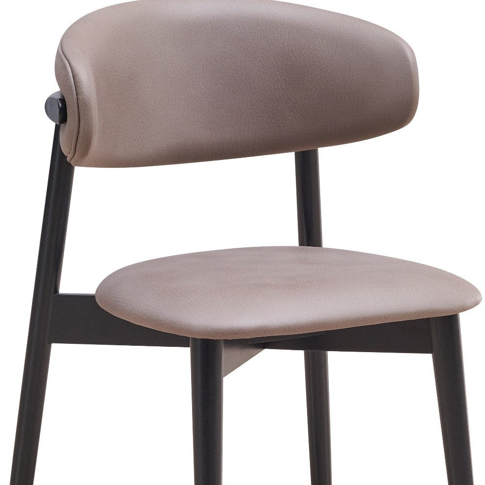 Set of Two Gray And Black Fabric And Solid Wood Open Back Dining Side Chairs