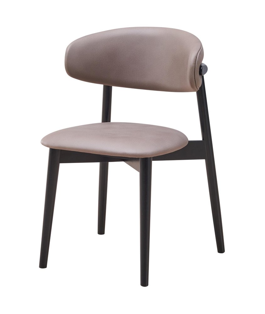 Set of Two Gray And Black Fabric And Solid Wood Open Back Dining Side Chairs