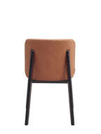 Set of Two Camel And Black Fabric And Solid Wood Dining Side Chairs