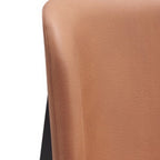 Set of Two Camel And Black Fabric And Solid Wood Dining Side Chairs