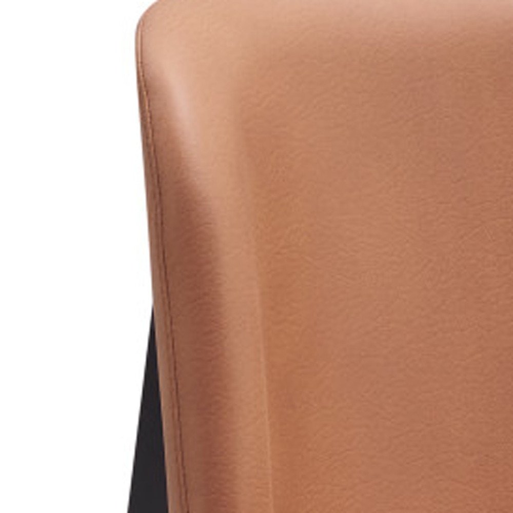 Set of Two Camel And Black Fabric And Solid Wood Dining Side Chairs