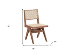 Set of Two Natural Rattan Open Back Dining Side Chairs