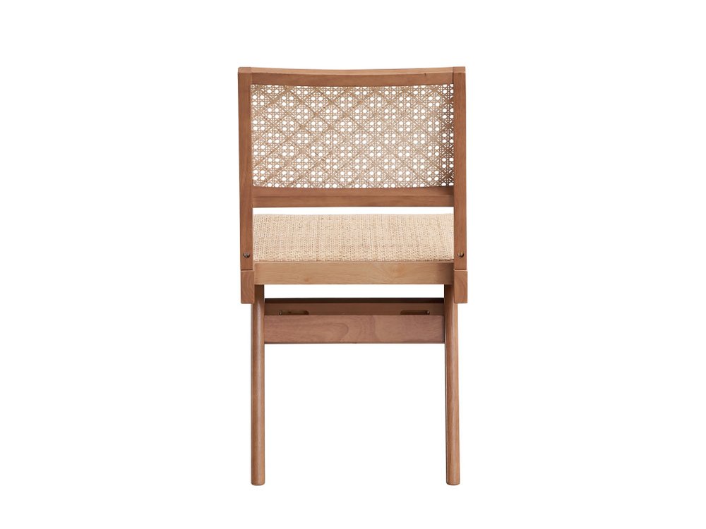 Set of Two Natural Rattan Open Back Dining Side Chairs