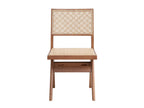 Set of Two Natural Rattan Open Back Dining Side Chairs