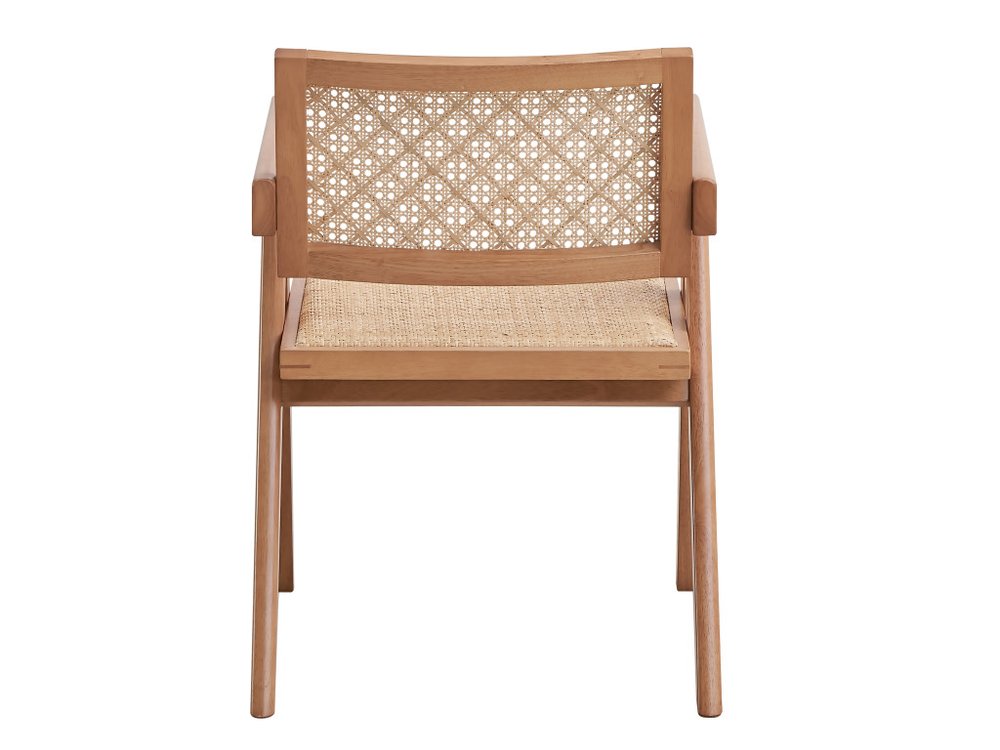 Set of Two Natural Rattan Open Back Dining Side Chairs