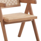 Set of Two Natural Rattan Open Back Dining Side Chairs