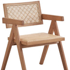 Set of Two Natural Rattan Open Back Dining Side Chairs