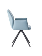 Light Blue and Black Upholstered Leather Dining Side Chair