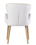Set of Two Beige And Oak Boucle And Metal Dining Arm Chairs