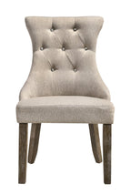 Set of Two Gray Tufted Fabric And Solid Wood Dining Side Chairs
