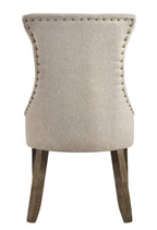 Set of Two Gray Tufted Fabric And Solid Wood Dining Side Chairs