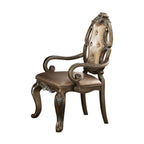Set of Two Tufted Oak Upholstered Faux Leather And Solid Wood Dining Side Chairs