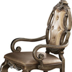 Set of Two Tufted Oak Upholstered Faux Leather And Solid Wood Dining Side Chairs