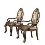 Set of Two Tufted Oak Upholstered Faux Leather And Solid Wood Dining Side Chairs