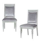 Set of Two Platinum Fabric And Solid Wood Dining Side Chairs