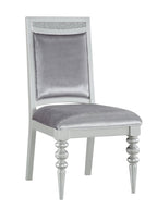 Set of Two Platinum Fabric And Solid Wood Dining Side Chairs